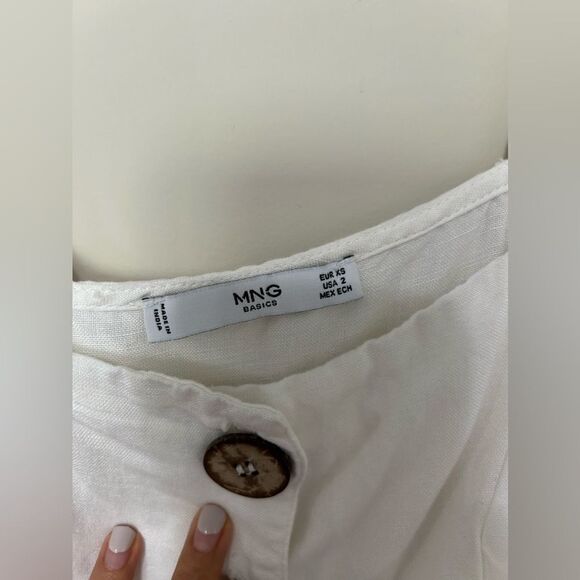 Mango White Button Up Linen Romper - Picture 7 of 12